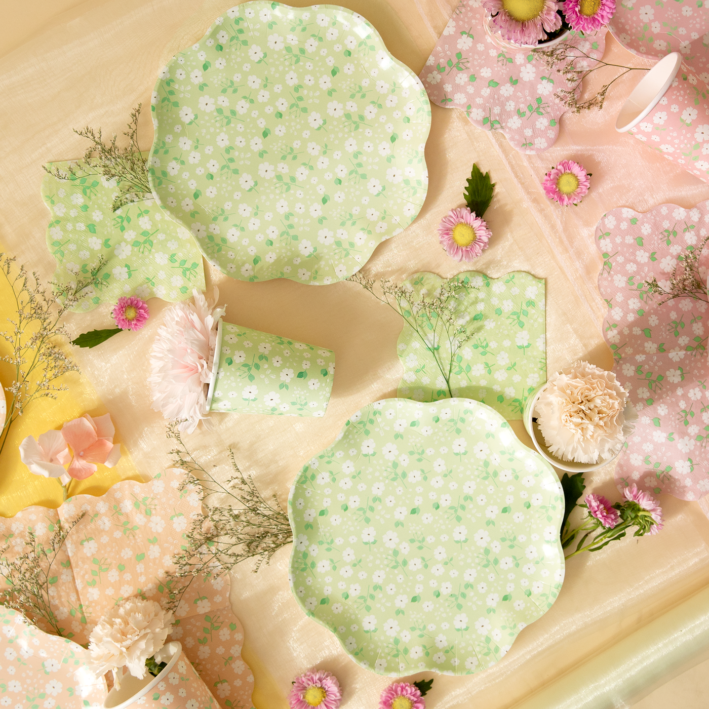 Plato florecitas mix pastel / 6 uds.