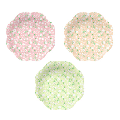 Plato florecitas mix pastel / 6 uds.