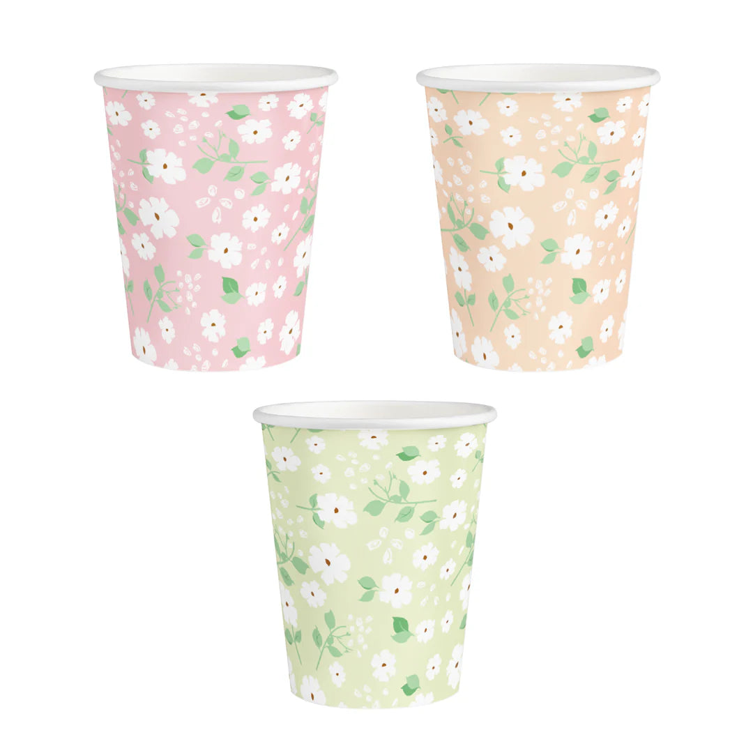 Vasos florecitas mix pastel / 6 uds.