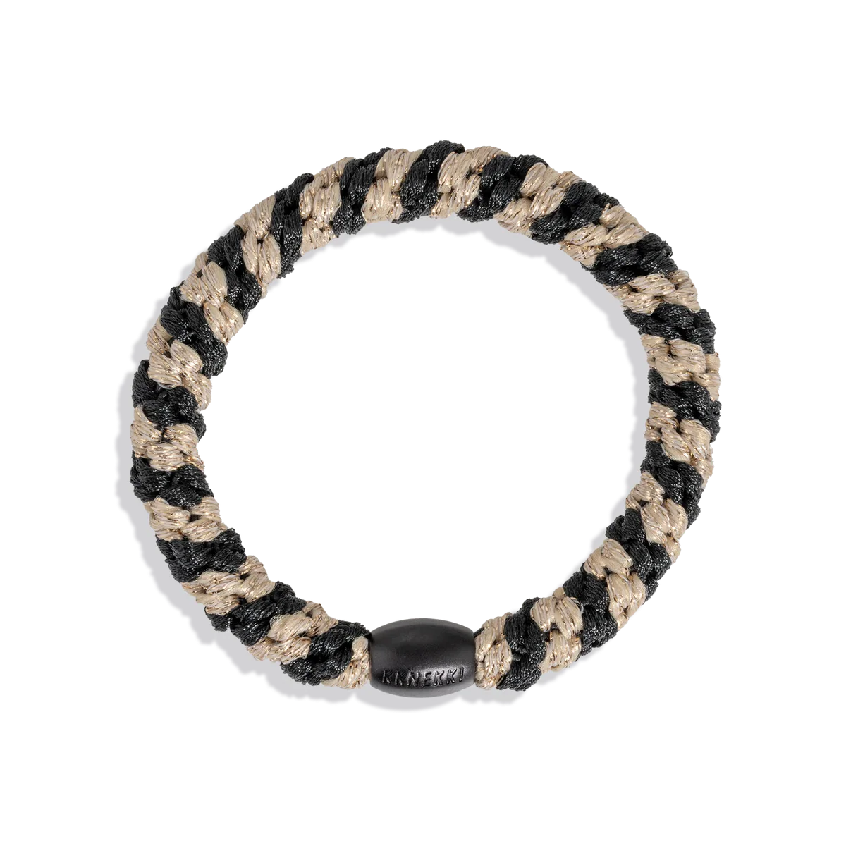Goma de pelo kknekki black-biege glitter stripe