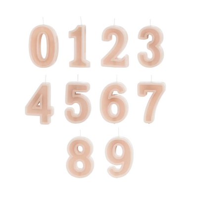 Dusty rose number candles with basic border