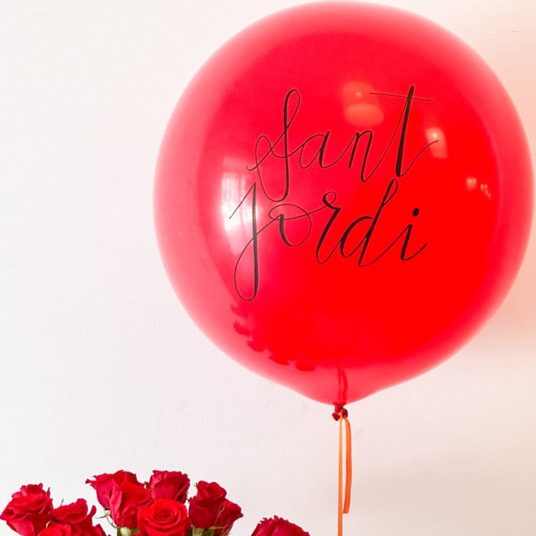 Balão Eco XL Sant Jordi inflado com hélio