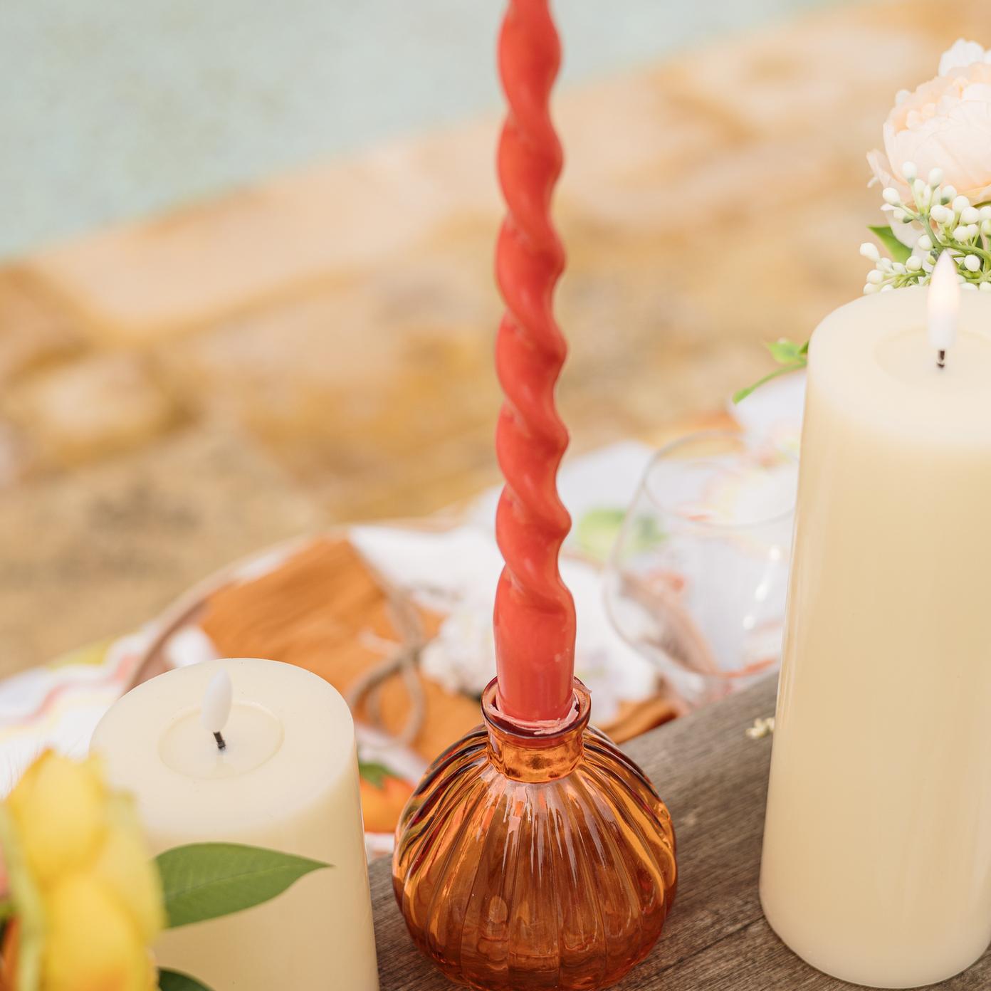 Set de velas retorcidas naranjas / 2 uds.