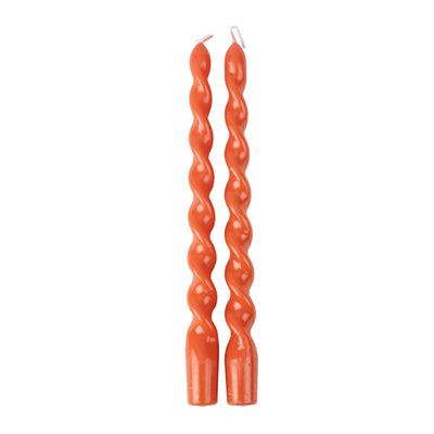 Set de velas retorcidas naranjas / 2 uds.