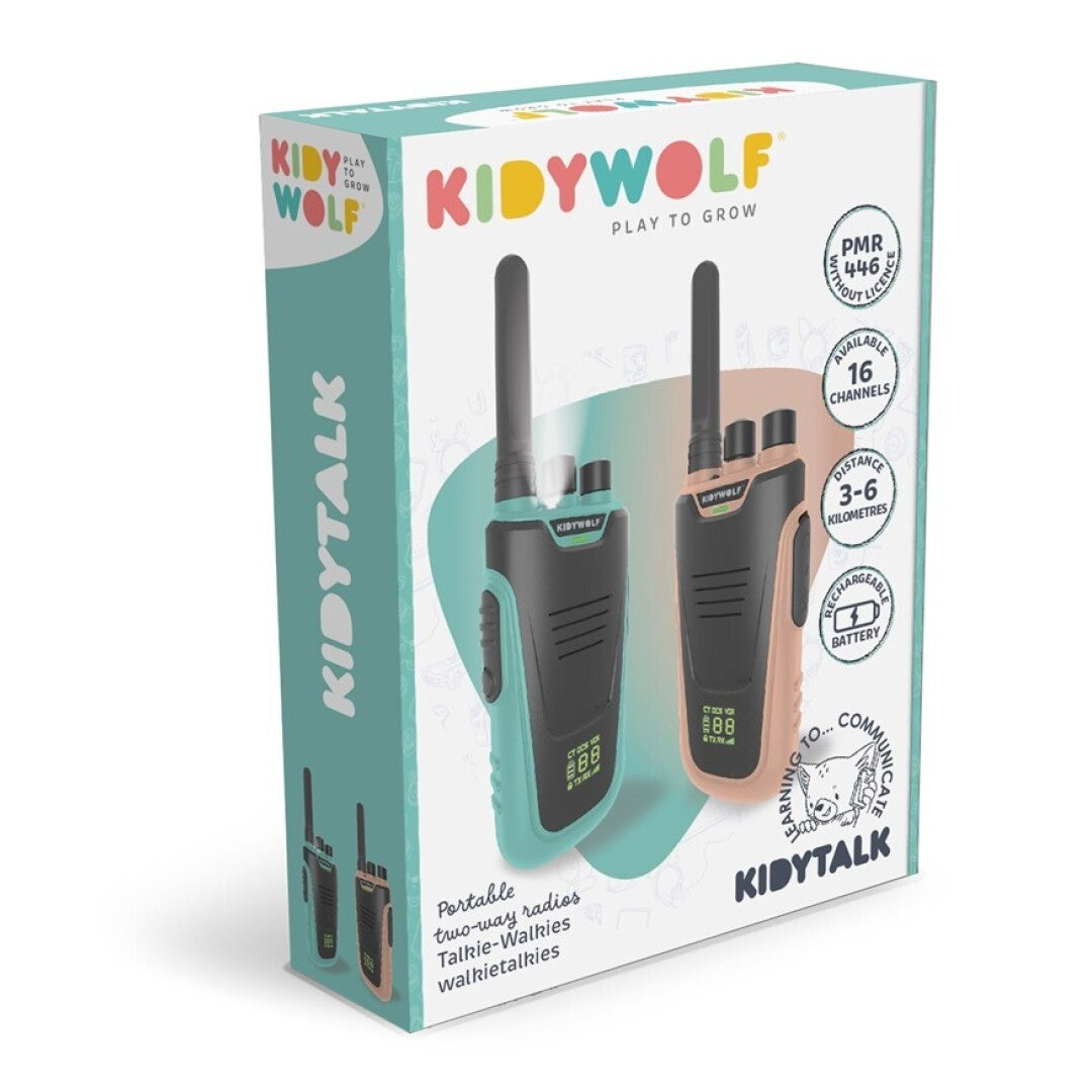 KIDYTALK Walkie-talkie natural y cian