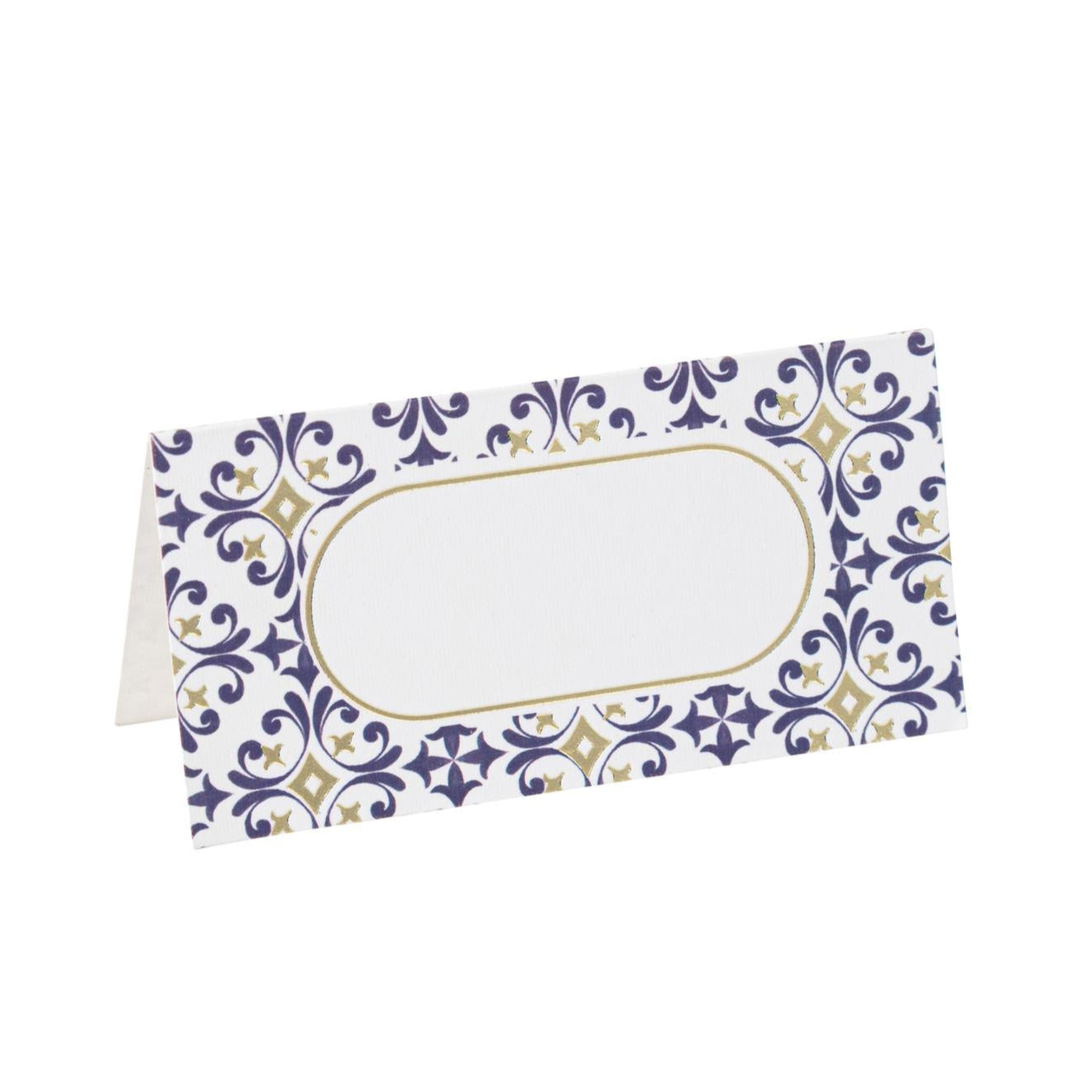 Tarjetas de Papel Dolce Vita Azul Real, Blanco y Dorado 8x4cm