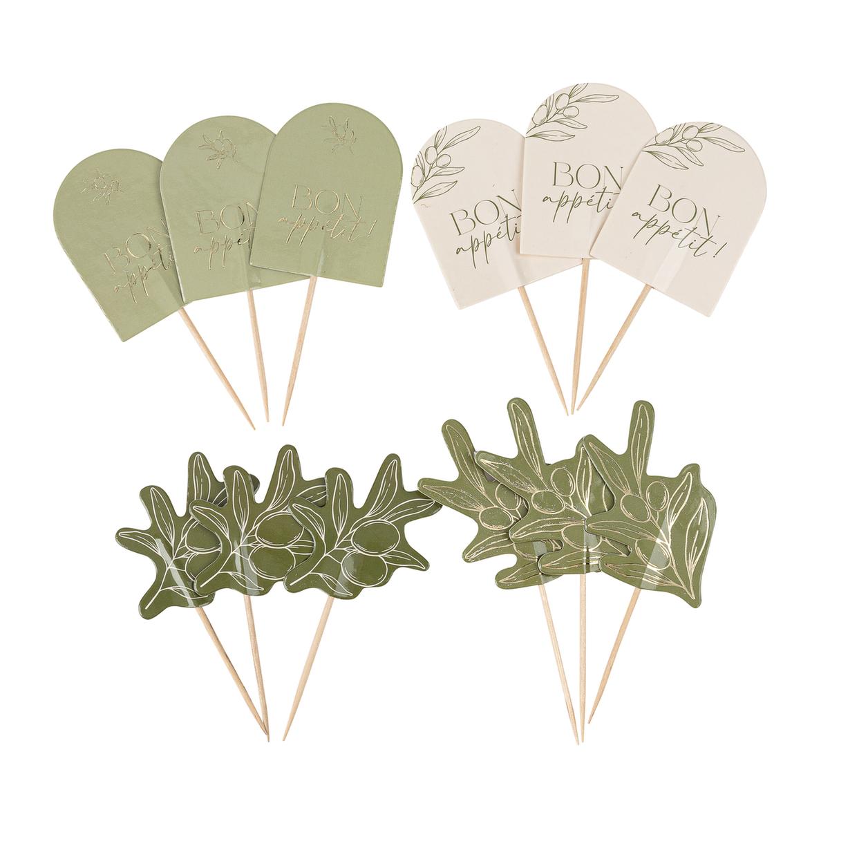 palillos de papel de salvia y aceite de oliva, verdín y oro aprox. 10cm