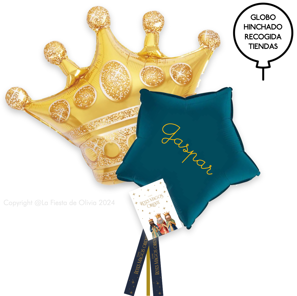 Coroa de bouquet e estrela Gaspar inflada com hélio <br>(apenas Barcelona e Madrid)<br>
