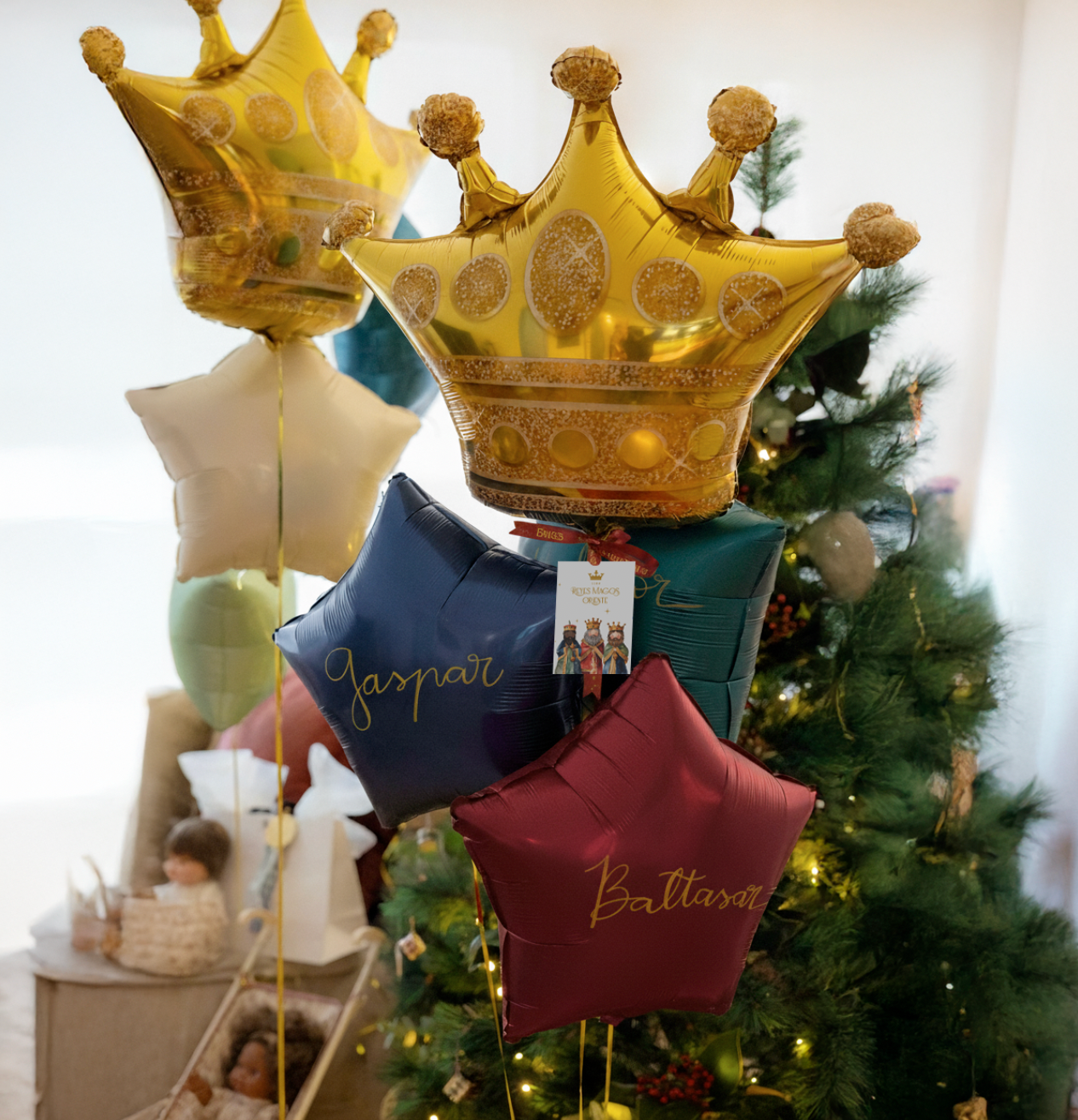 PREVENTA/ SET GLOBOS REYES Premium escritos a mano / SIN HINCHAR