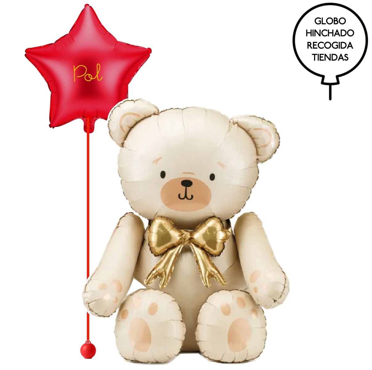 Globo OSITO Y ESTRELLA HELIO (INCLUYE PESO)