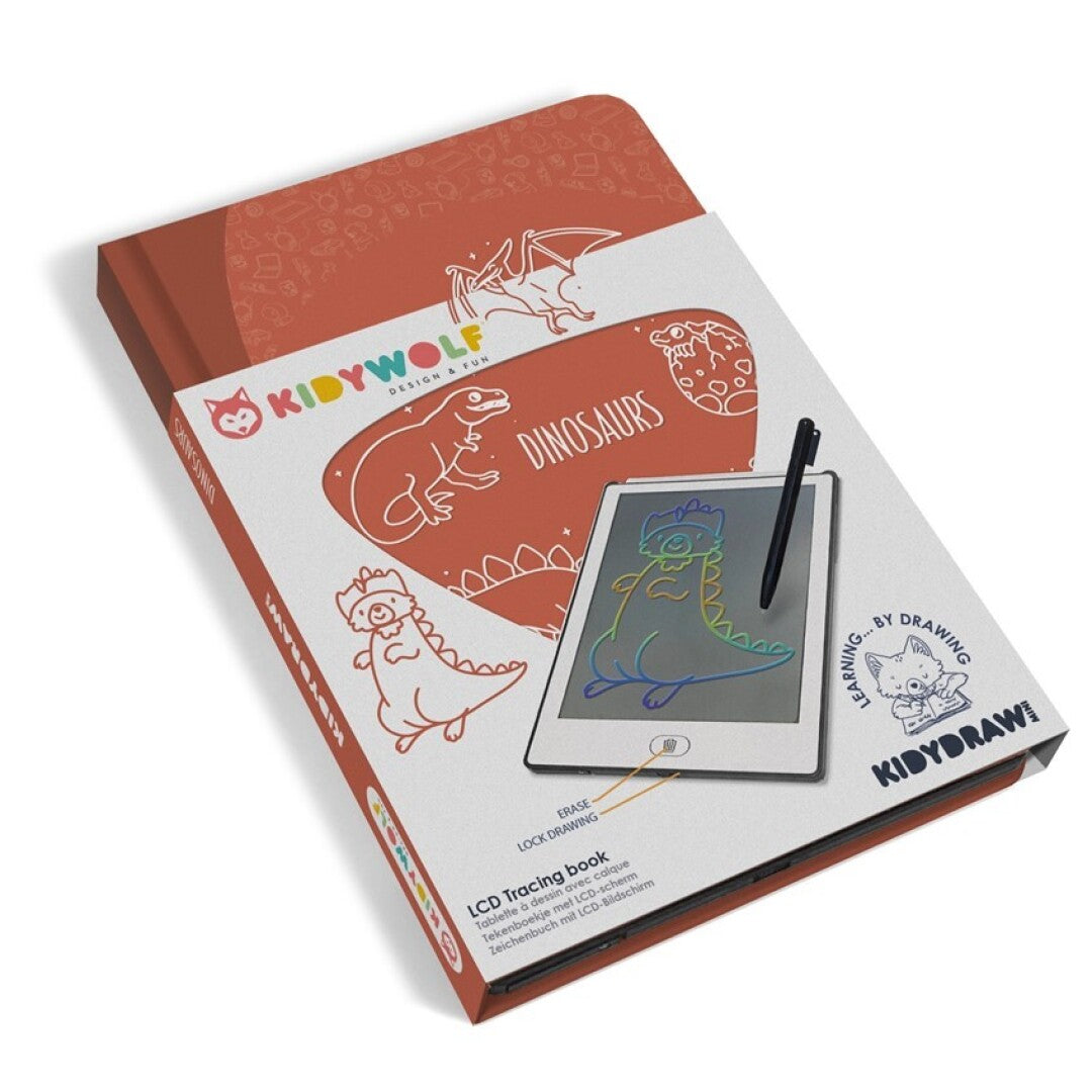 Criança desenha mini dinossauro