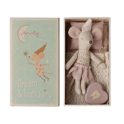 Pink tooth fairy mouse with metal box