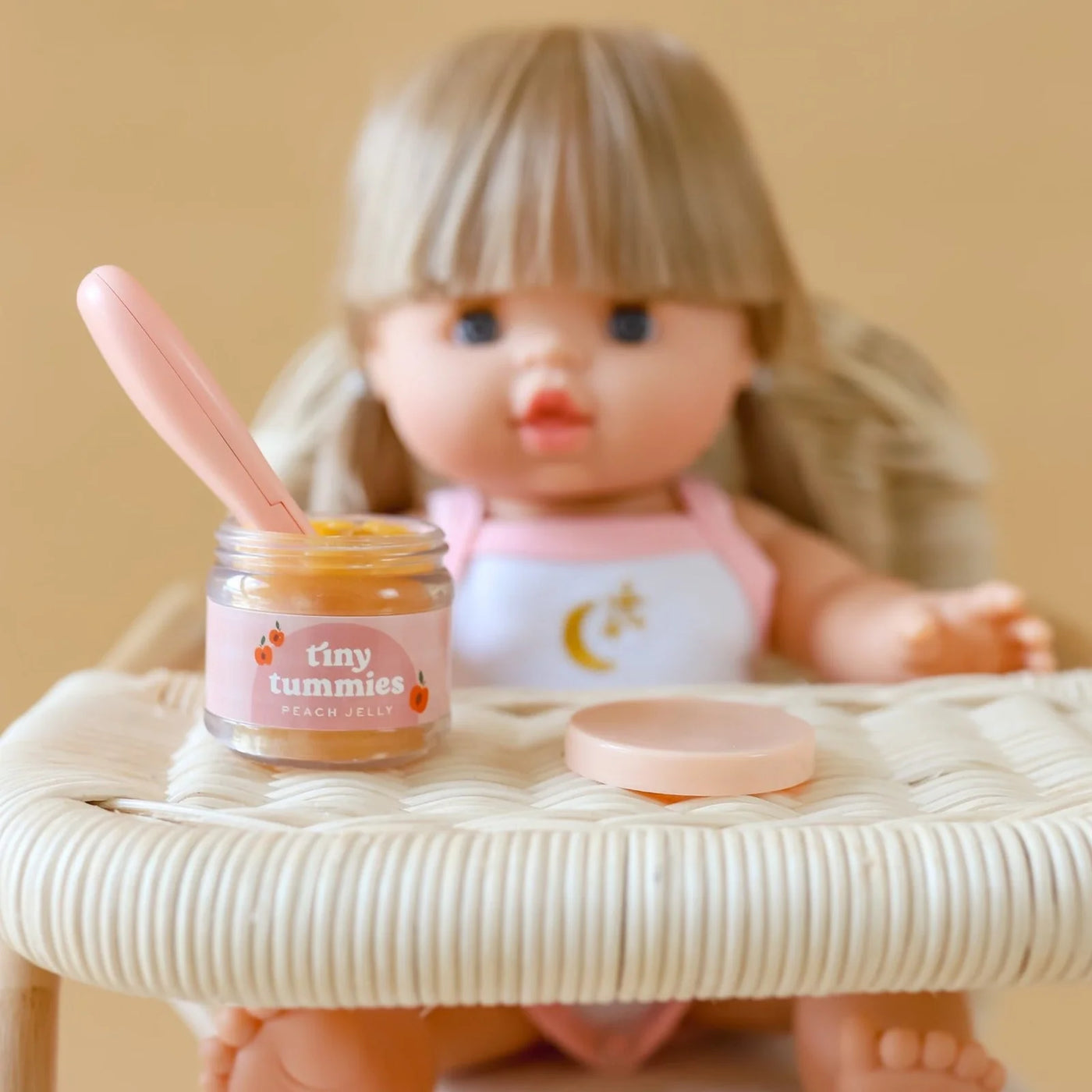 Set potito melocotón y cuchara Tiny Harlow