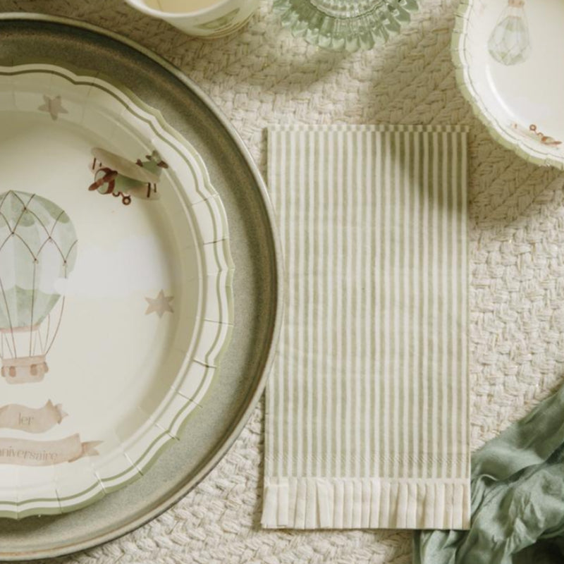 Ivory olive fringed napkins / 10 pcs.