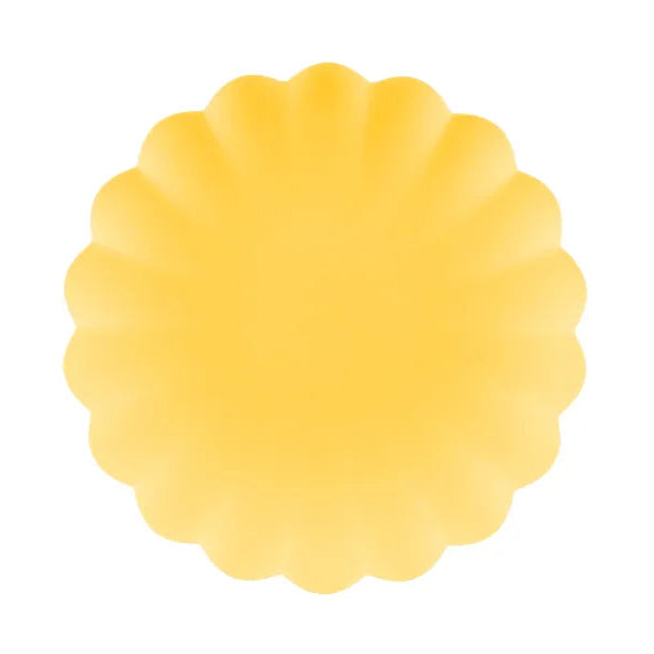 Basic yellow scalloped plastic plate / 4 pcs.