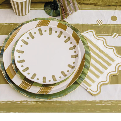 Olive Green Striped Lunch Napkins