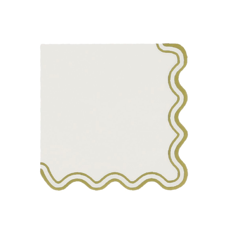 Olive Green Striped Lunch Napkins