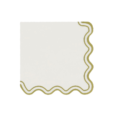 Olive Green Striped Lunch Napkins