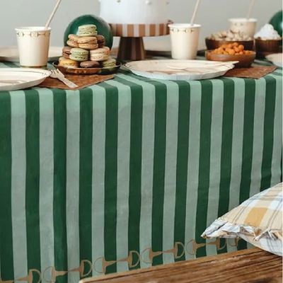 Mantel de papel rayas verde