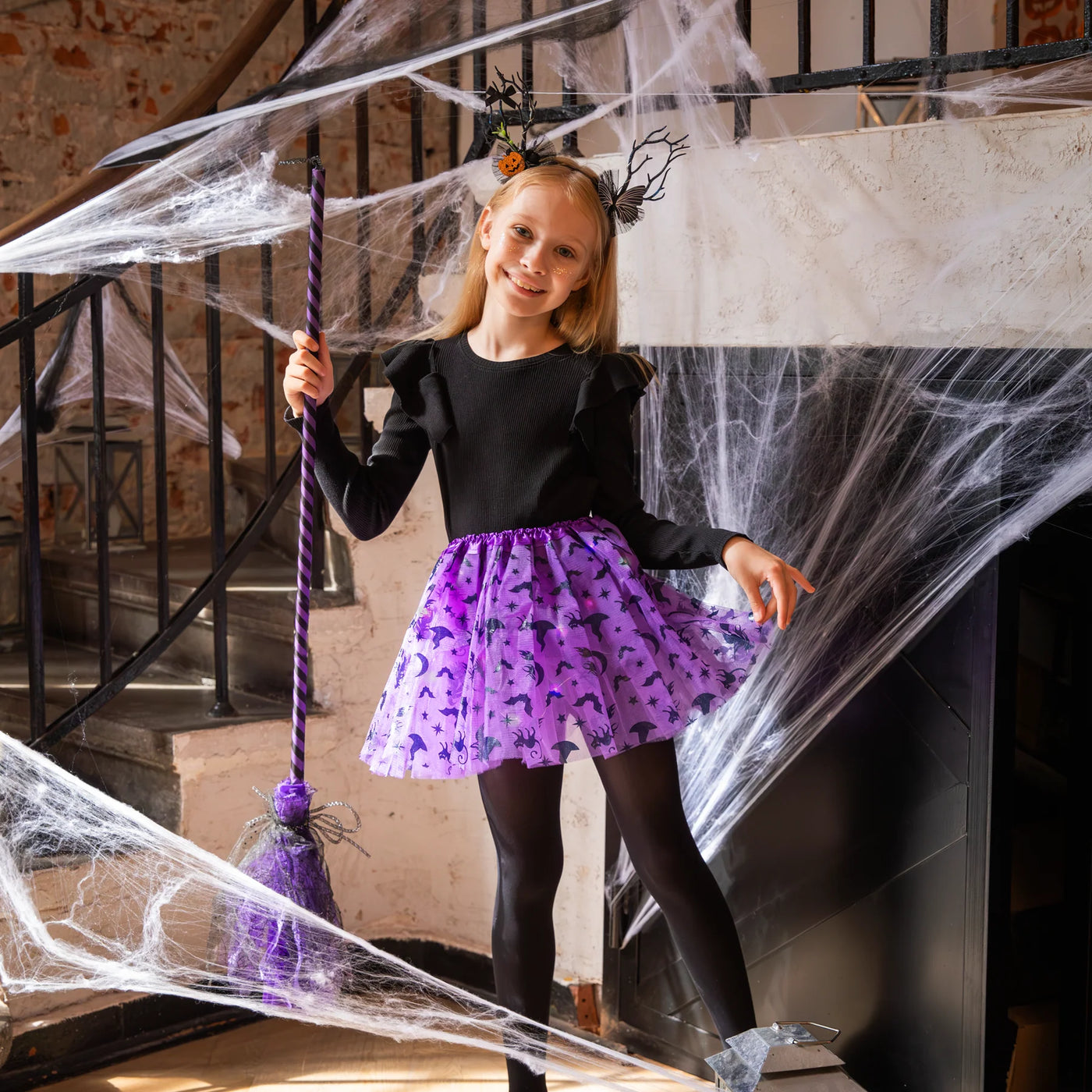 Tutu lila Halloween LED bruja