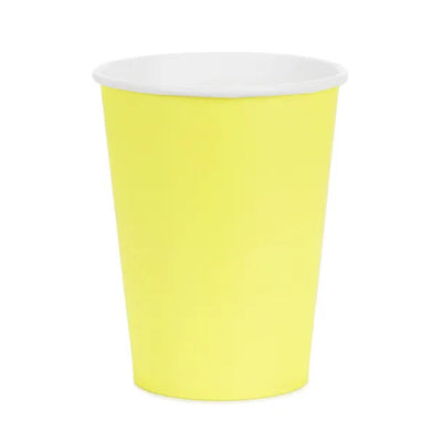 Vasos de papel amarillos basic / 6 uds