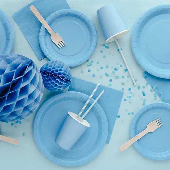 Toalha de mesa sintética reutilizável azul claro básica