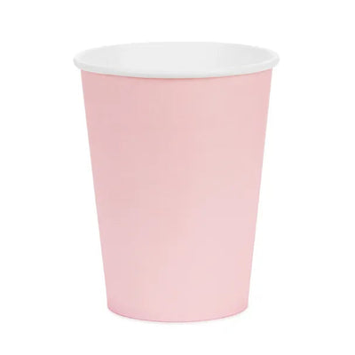 Vasos de papel rosa claro basic / 6 uds.