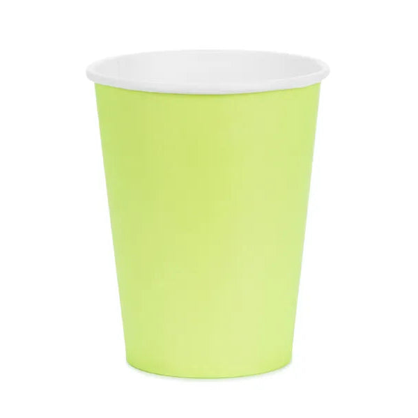 Vasos de papel verde lima basic / 6 uds.