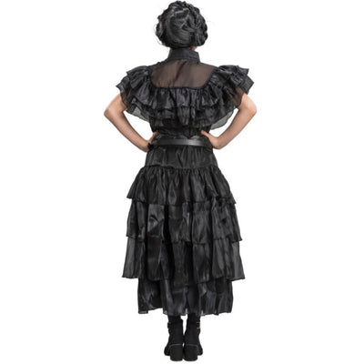 Disfraz infantil vestido volantes Miércoles Addams con cinturón