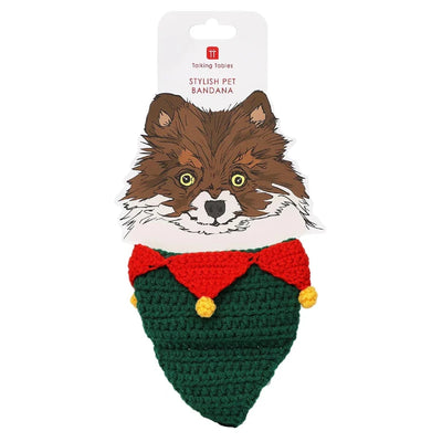 Adorno de Navidad cuello para perro bandana crochet