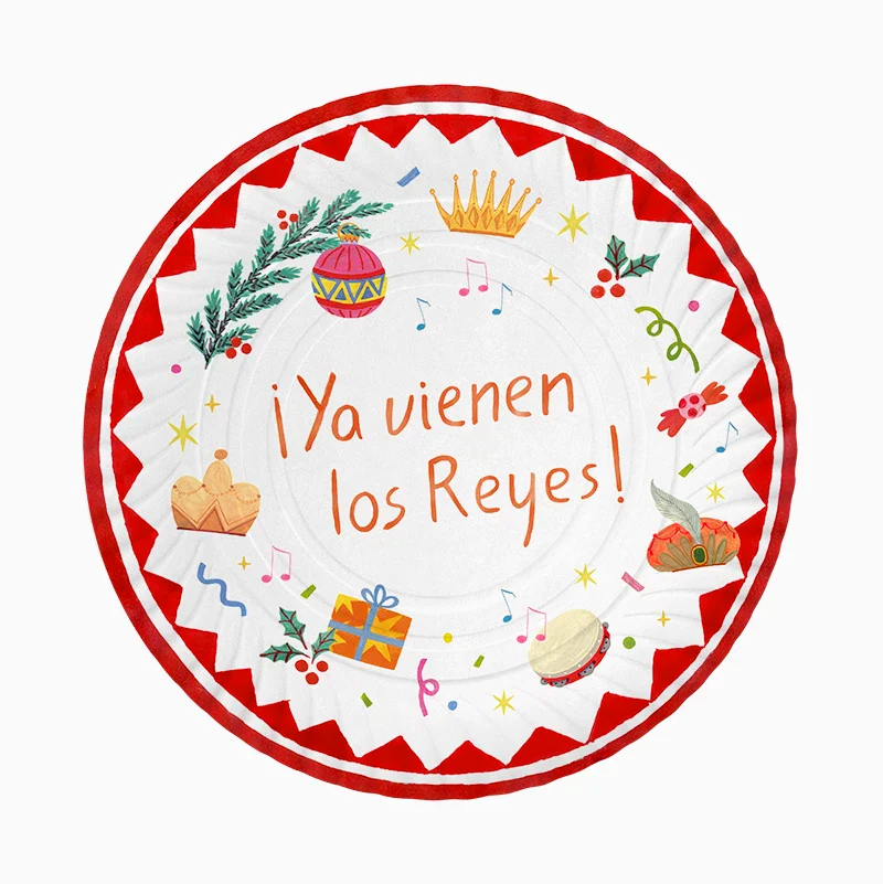 Bandeja redonda de cartón Ya vienen los Reyes / 2 uds.