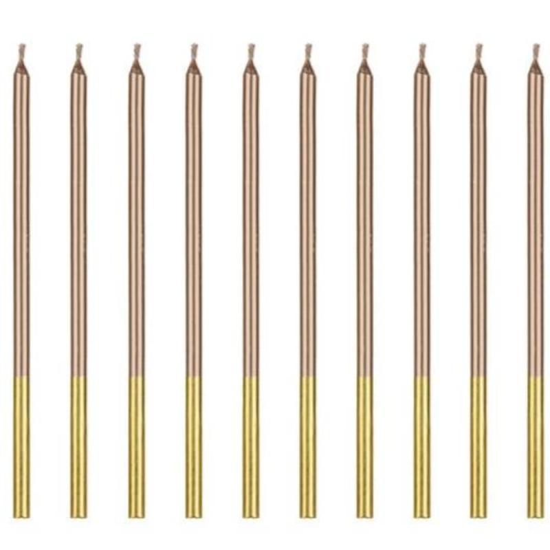 Long gold basic candles / 12 u.