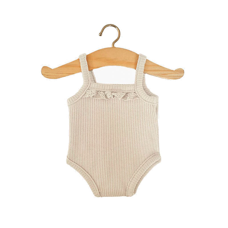 Ribbed and lace strappy bodysuit for Minikane Gordis doll