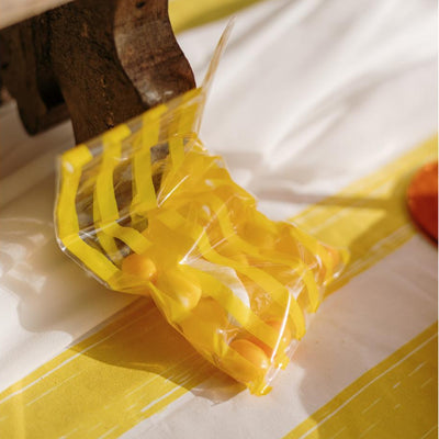Yellow striped cellophane bags 10 pcs.