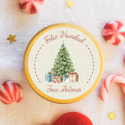 Frasco de doces Árvore de Natal Petit Nöel personalizado