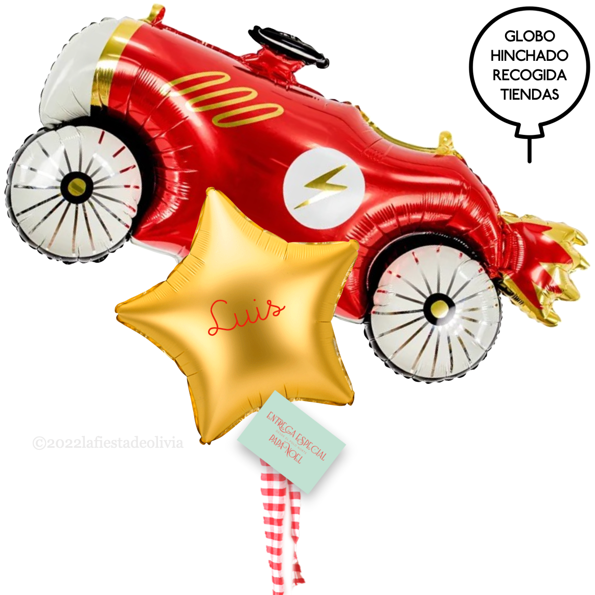 Balões de carro vermelho Bouquet M inflados com hélio