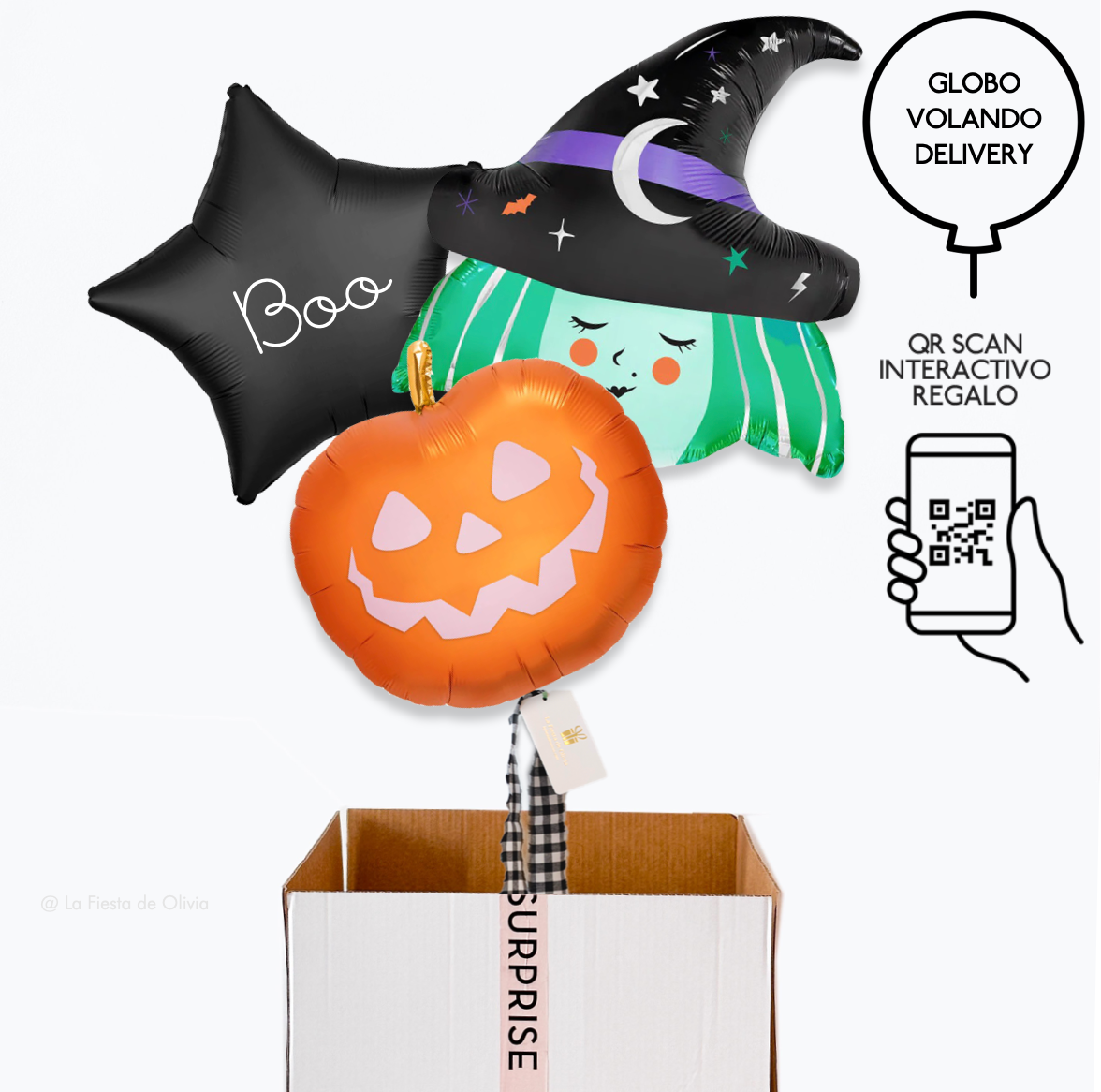 Buquê de balões inflados Bruxa Halloween