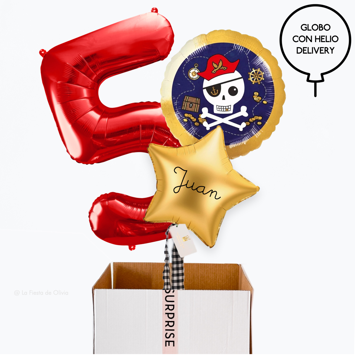 Bouquet globos hinchados cumpleaños pirata