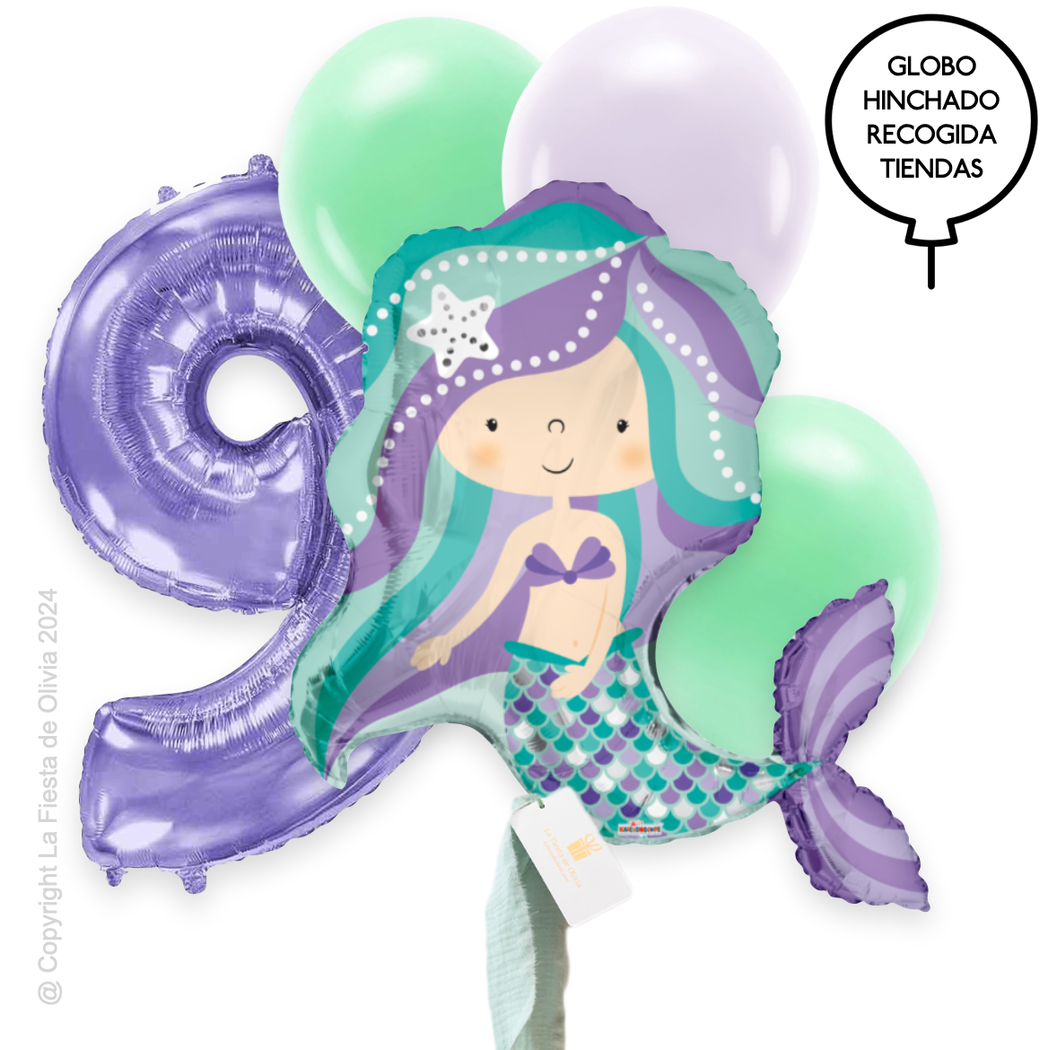 Mermaid balloon bouquet inflated with helium