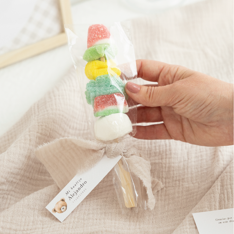 Custom candy skewer Bambula mauve fabric / 6 pcs.