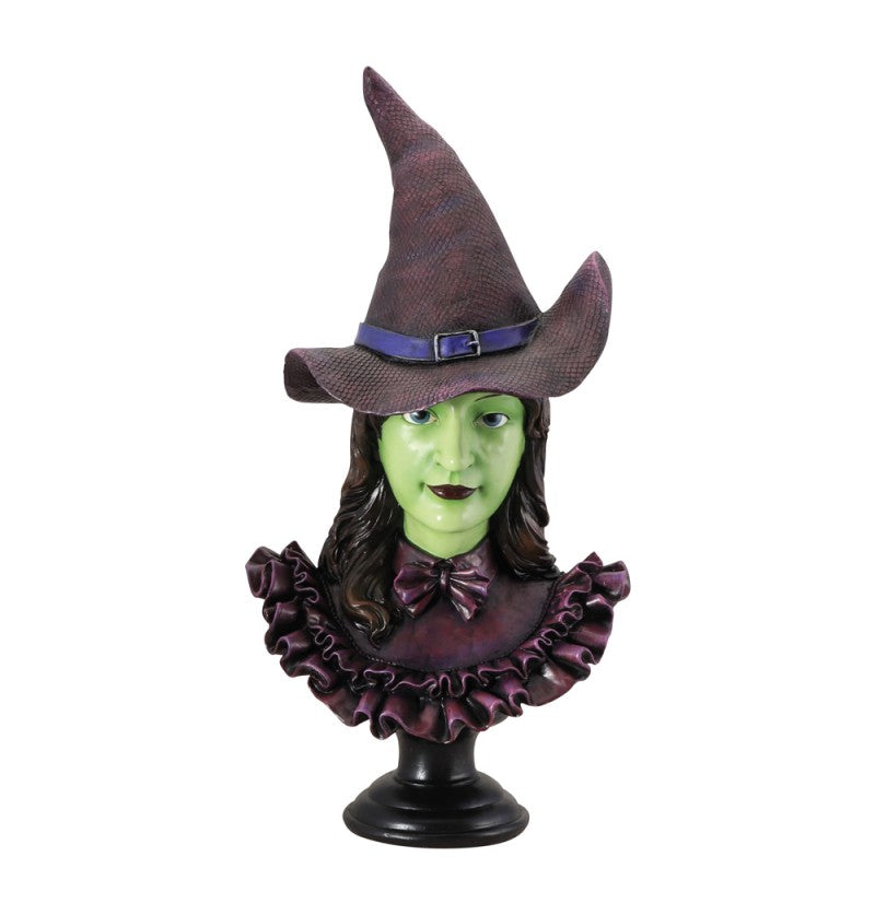 busto-bruja-verde-con-sombrero-morado-verde-chaks