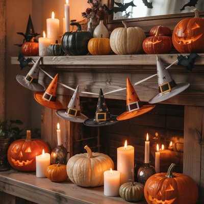 Calabaza decorativa halloween con cara tallada naranja