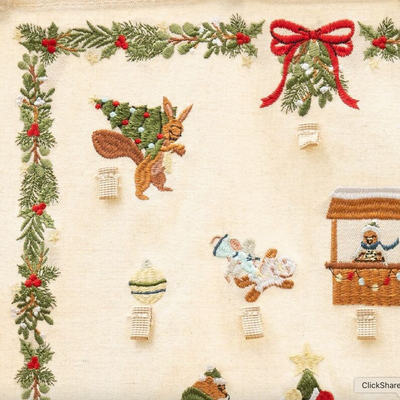 Classic Advent calendar in embroidered fabric