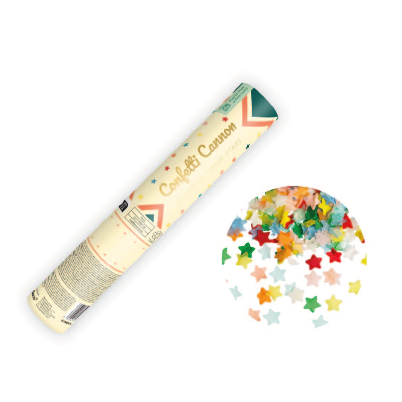 Cañón de confeti estrellas multicolor