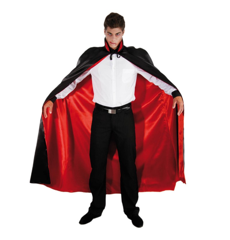 Capa de vampiro negro y rojo con forro satinado