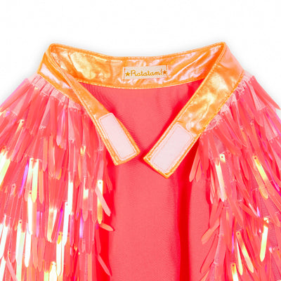 Capa de lentejuelas coral