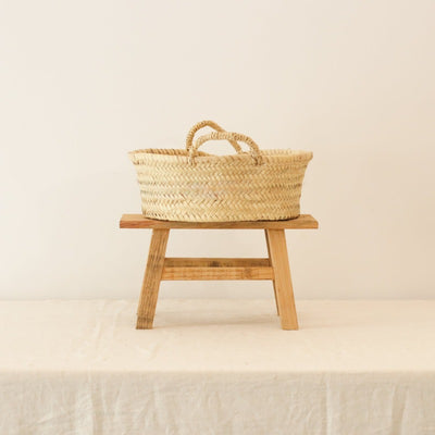 Hand-woven Raffia flat basket