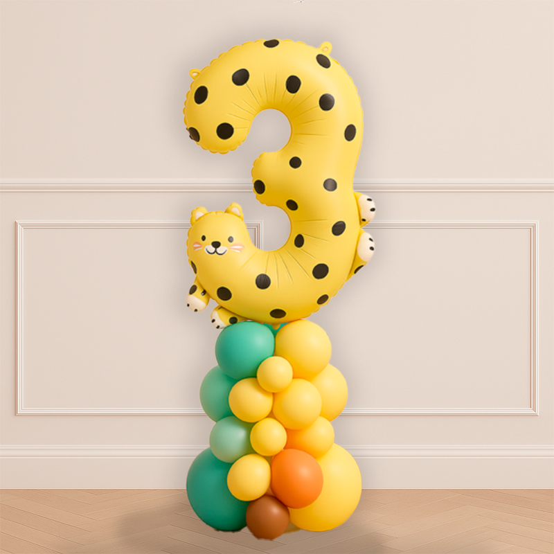 Center of number 3 safari animal inflated with air