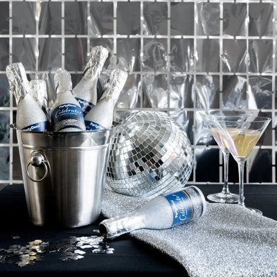 Canhão de confettis de champanhe prateado