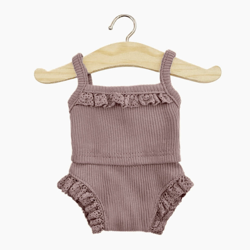 Ropa interior canalé orquídea y encaje para muñeca Minikane Gordis